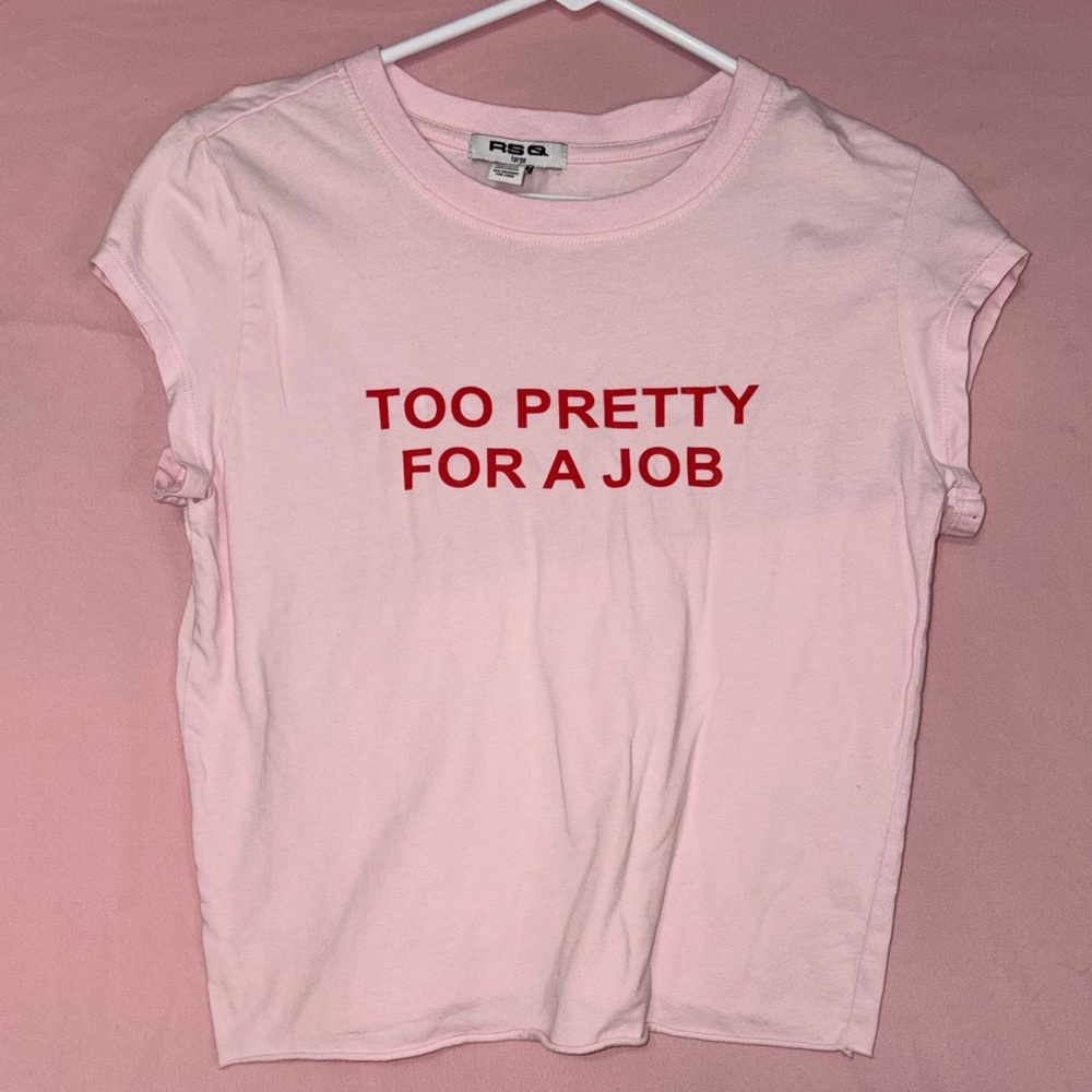 Tillys RSQ Light Pink Tee with Red Graphic